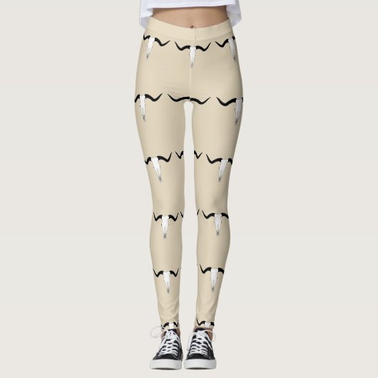 Vieh-Schädel Texas Longhorn - Horn-Muster Leggings (Vorderseite)