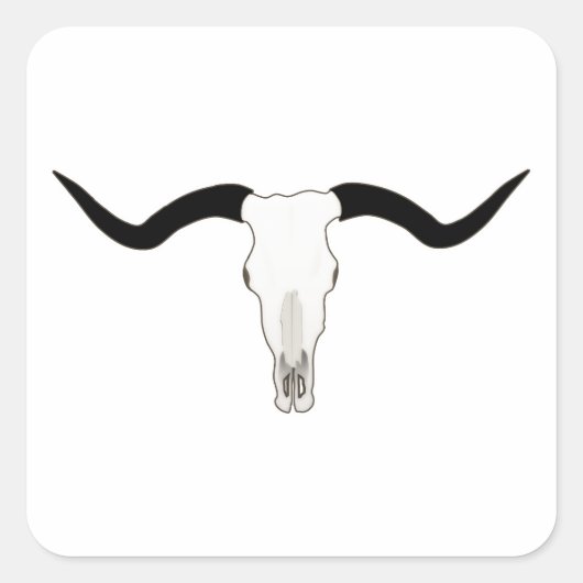 Vieh-Schädel Texas Longhorn - Hörner Quadratischer Aufkleber (Vorderseite)