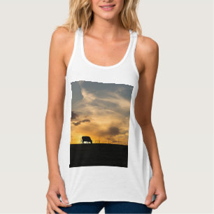 Vieh Sonnenuntergang Silhouette Tank Top