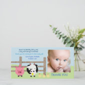 Viehbarnyard-Baby danken Ihnen Foto-Karte Dankeskarte (Stehend Vorderseite)