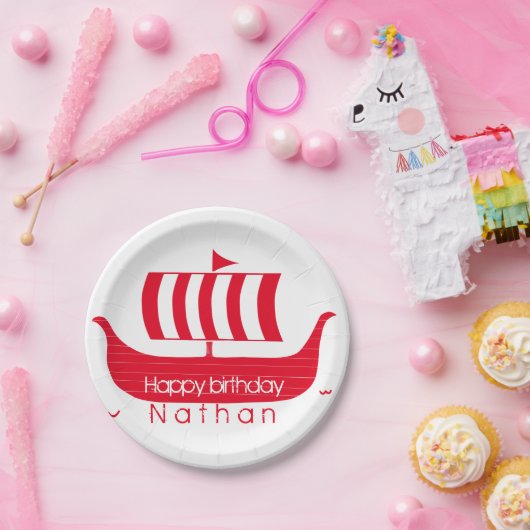 Viehboot/Langboot mit eigener Farbe Pappteller (Party)