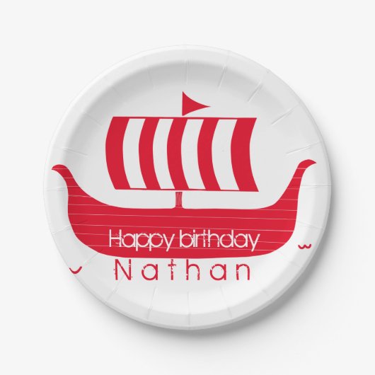 Viehboot/Langboot mit eigener Farbe Pappteller (Vorderseite)