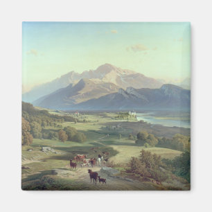 Viehhändler zu Pferd mit seinem Vieh in einem Magnet