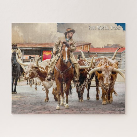 Viehhaufen, Langhirne und Cowboys, Fort Worth, TX Puzzle (Horizontal)