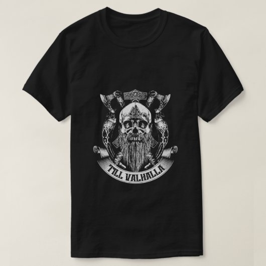 Viehherz bis Valhalla Schädel mit Ax T-Shirt (Design vorne)