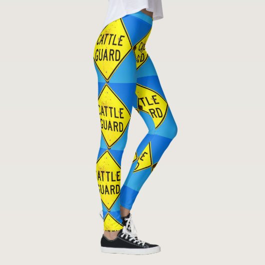 Viehhüter-Schild gelbe Diamanten blau Leggings (Rechts)