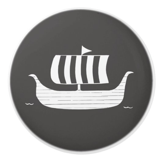 Viehschiff/Langboot mit individueller Hintergrundf Keramikknauf (Vorderseite)