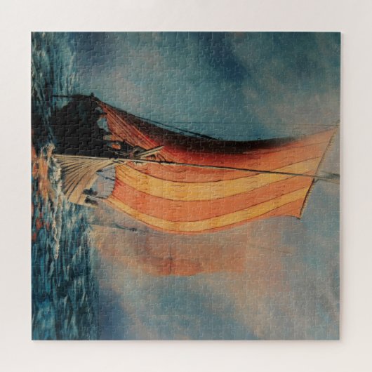 Viehschiff/langes Boot/auf See/Männer im Boot Puzzle (Horizontal)