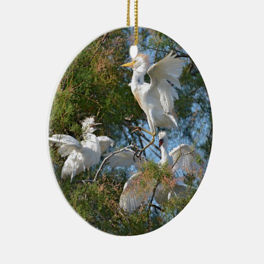 Viehvögel in Bäumen Keramik Ornament (Rechts)