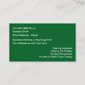 Viehzucht und Transport Visitenkarte (Rückseite)