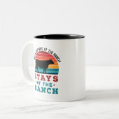 Viehzüchter Was passiert auf der Ranch Zweifarbige Tasse (Vorderseite Links)