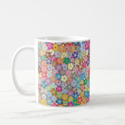 Viel Blume, farbenfroh gefärbt Kaffeetasse (Links)