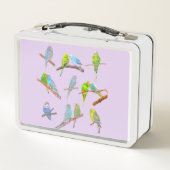 Viel bunte Parakeets Metall Brotdose (Rückseite)