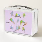 Viel bunte Parakeets Metall Brotdose (Vorderseite)