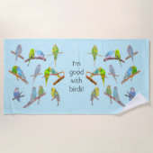 Viel bunte Parakets - lustige kleine Vögel Strandtuch (Vorderseite)