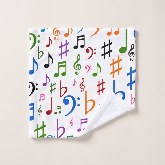 Viel bunter Musiknoten und Symbol-Tuch-Set Badhandtuch Set (Waschlappen)