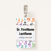 Viel bunter Musiknoten und Symbole; Individueller Ausweis (Rückseite mit Klammer)