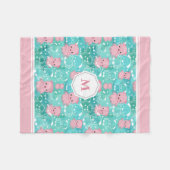 Viel der Schweine - mit Monogramm Fleecedecke (Vorderseite (Horizontal))