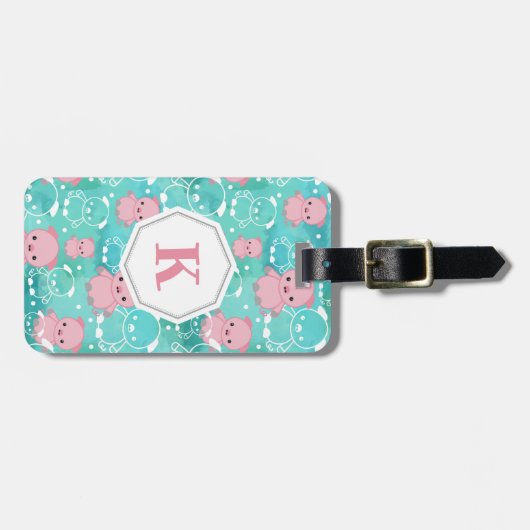 Viel der Schweine - mit Monogramm Gepäckanhänger (Vorderseite horizontal)