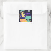 Viel, extraterrestra glauben quadratischer aufkleber (Tasche)