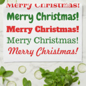 Viel "Frohe Weihnachten!" Rot oder Grün Handtuch (Gefaltet)