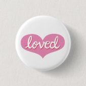 Viel geliebt - rosa Liebe Herz Button (Vorderseite)