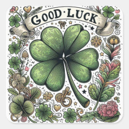 Viel Glück-Aufkleber Quadratischer Aufkleber
