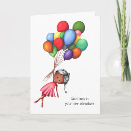 Viel Glück Black Girl mit Balloons Karte