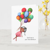 Viel Glück Black Girl mit Balloons Karte (Gelbe Blume)