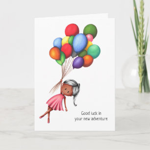 Viel Glück Black Girl mit Balloons Karte