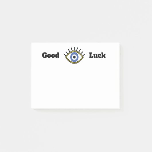 Viel Glück Blauer Augentalisator Post-it Klebezettel (Vorderseite)