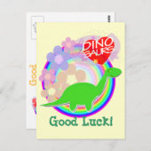 Viel Glück Blume Dinosaurier Postkarte (Vorne/Hinten)