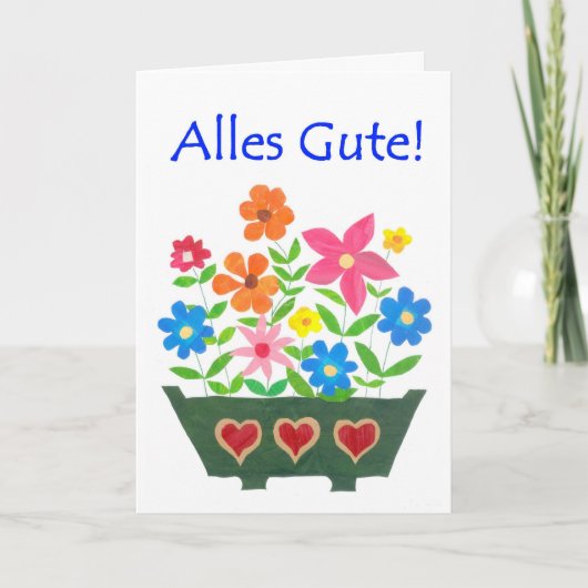 Viel Glück Card, German Greeting - Blume Power Karte (Vorderseite)