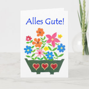 viel Glück Card, German Greeting - Blume Power Karte