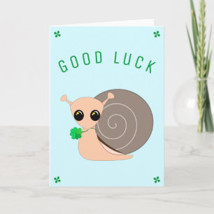 Viel Glück Card Lucky Snail mit Klee Karte