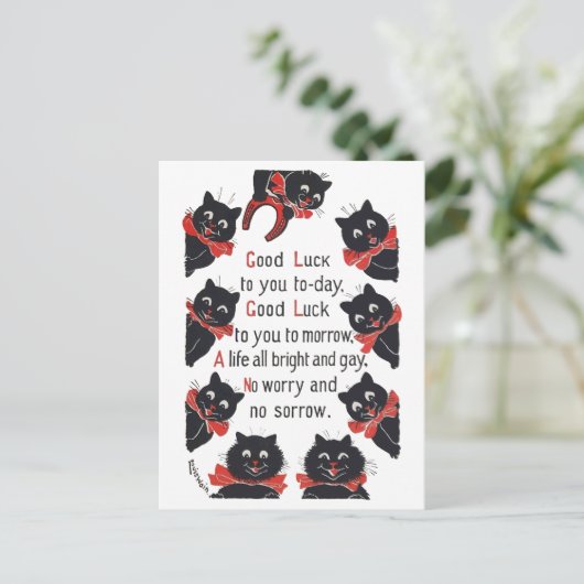 Viel Glück Cats, Louis Wain Postkarte (Stehend Vorderseite)