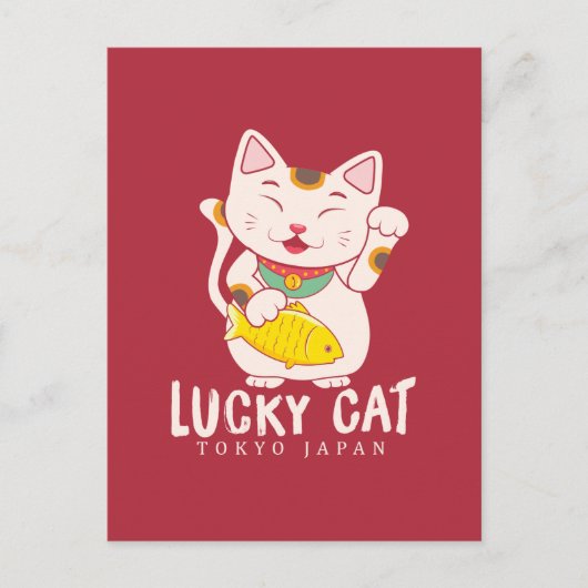Viel Glück Charm Lucky Cat Maneki Neko Asian Postkarte (Vorderseite)