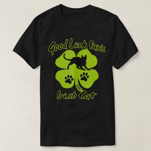 VIEL GLÜCK CLOVER, IRISH CAT PAWS St Patrick's fun T-Shirt (Design vorne)