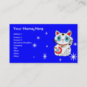 Viel Glück, das Katze Maneki Neko zuwinkt Visitenkarte
