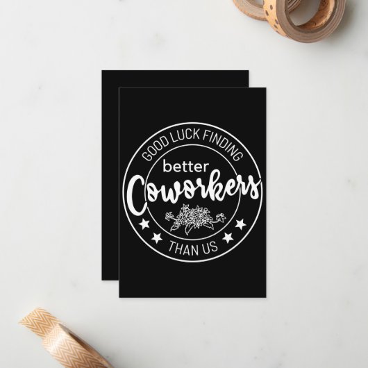 viel Glück finden bessere Mitarbeiter als wir Mitteilungskarte (Vorderseite/Rückseite Beispiel)