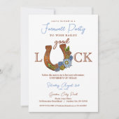 Viel Glück Floral Horseshoe Farewell Party Einladung (Vorderseite)