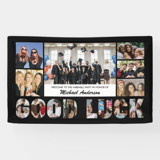 Viel Glück Foto Collage Colleague Farewell Party Banner (Horizontal)