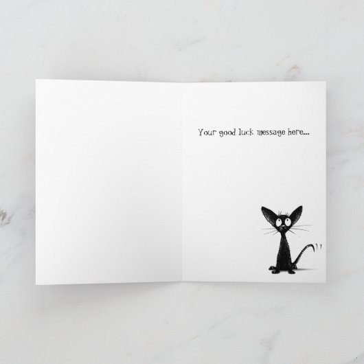 Viel Glück Funny Custom Lucky Black Cat Karte (Innenseite)