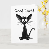 Viel Glück Funny Custom Lucky Black Cat Karte (Gelbe Blume)