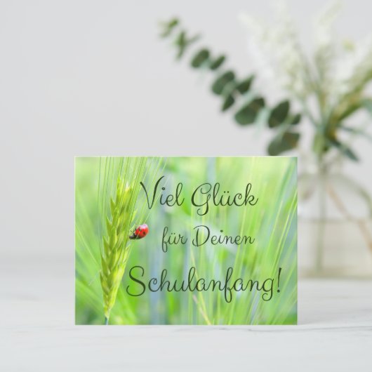 Viel Glück für Deinen Schulanfang! Postkarte (Stehend Vorderseite)
