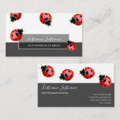 Viel Glück gepunktete Ladybugs, elegantes graues R Visitenkarte (Vorne/Hinten)