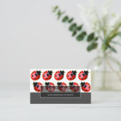Viel Glück gepunktete Ladybugs, elegantes graues R Visitenkarte (Stehend Vorderseite)