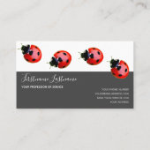 Viel Glück gepunktete Ladybugs, elegantes graues R Visitenkarte (Rückseite)