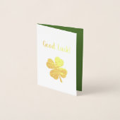 Viel Glück Glückwunsch Glücklich Vierblättriges Kl Folienkarte (Vorderseite)