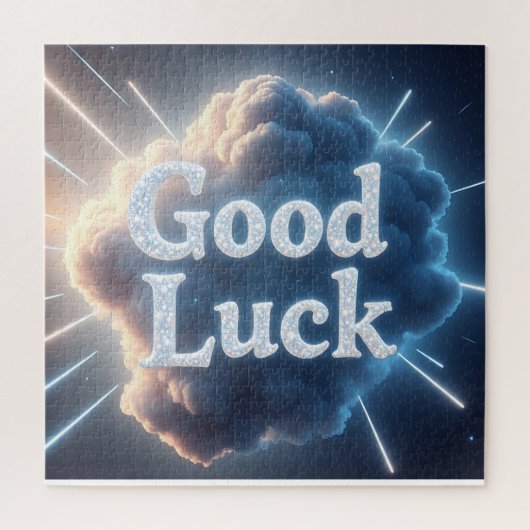 Viel Glück — Glühende Cloud-Typografie mit Light B Puzzle (Vertikal)